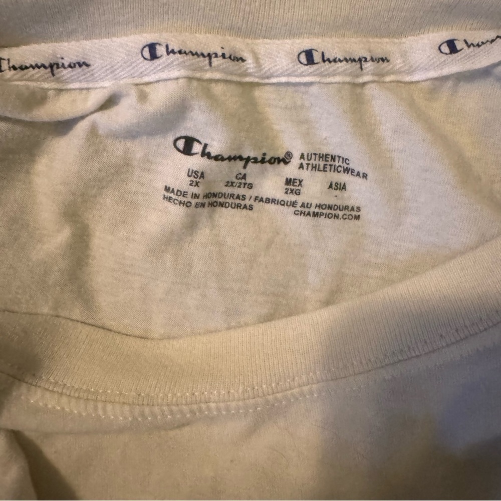 Champion Cropped Beige T-Shirt with pale pink logo - Picture 5 of 5
